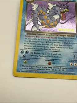 2000 Pokemon Team Rocket Holo Rare Pre-Release #8/82 Dark Gyarados - Crease - Image 3