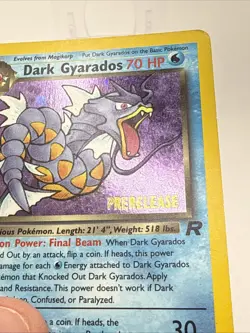 2000 Pokemon Team Rocket Holo Rare Pre-Release #8/82 Dark Gyarados - Crease - Image 5