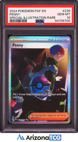 Pokemon 2024 Penny 239/091 Full Art SIR Paldean Fates GEM MINT PSA 10 - Image 1