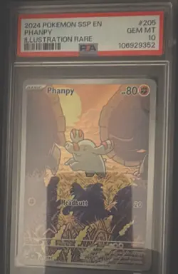 Pokemon Phanpy Illustration Rare Holo 205/191 Sv08 Surging Sparks PSA 10 2024 - Image 1