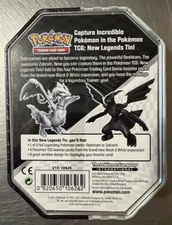 Pokemon Black & White 2011 Zekrom Tin Factory Sealed (4packs) - Image 2