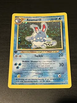 1st EDITION Azumarill 2/111 Holo NEAR MINT Neo Genesis Pokemon TCG PSA Worthy - Image 1