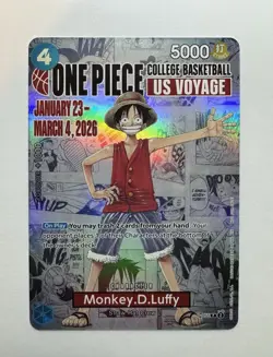 One Piece Monkey.D.Luffy College Basketball US Voyage Promo Card - Image 1