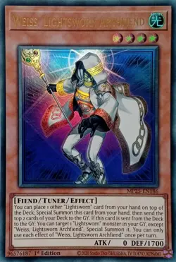 MP25-EN186 WEISS, LIGHTSWORN ARCHFIEND ULTRA RARE 1ST EDITION YuGiOh CARD - Image 1