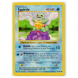 1999 Vintage Pokemon Squirtle Base Set Shadowless #63/102 LP/MP - Image 1