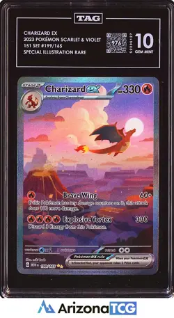 Pokemon 2023 Charizard ex 199/165 SIR Scarlet & Violet 151 GEM MINT TAG 10 - Image 1