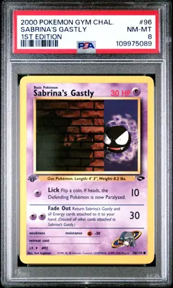 Pokemon TCG Sabrina'S Gastly Pokemon Gym Challenge 96 PSA 8 - Image 1