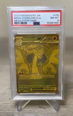 Mega Charizard X Ex Mega Hyper Rare Holo 130/094 PSA 8 Pokemon TCG - Image 1