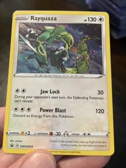 Pokemon Sword & Shield Promo Rayquaza SWSH029 Holo w/ swirl, NM - Image 3
