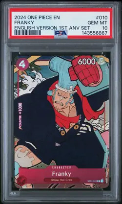 2024 ONE PIECE ENGLISH VERSION 1ST ANNIVERSARY SET #010 FRANKY PSA 10 - Image 1