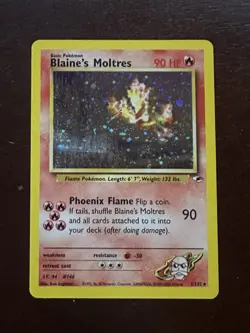 Pokemon Blaine's Moltres 001/132 Gym Heroes Holo Rare Basic Card English - Image 1