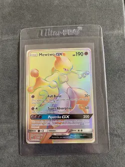 Mewtwo GX 76/73 - Shining Legends Rainbow Secret Rare Pokemon Card NM - Image 1