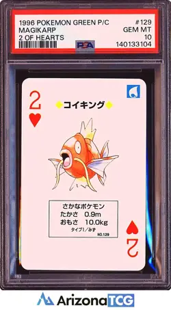 Pokemon 1996 Magikarp 129 2 Of Hearts Green Playing Card Japanese PSA 10 - Image 1