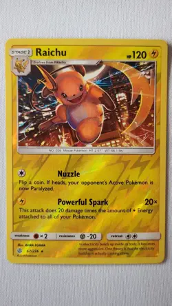 Raichu 67/236 Pokemon Card TCG SM Cosmic Eclipse Reverse Holo NM - Image 1