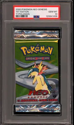 Pokemon 2000 WOTC 1st Edition Neo Genesis Typhlosion Sealed Booster Pack PSA 10 - Image 1