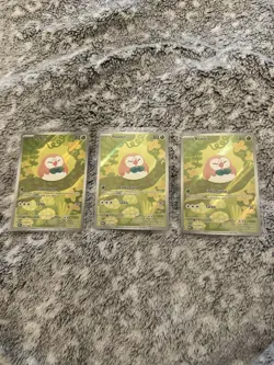 3 Copies of Pokemon Rowlet 090/088 Illustration Rare Perfect Order - Image 1