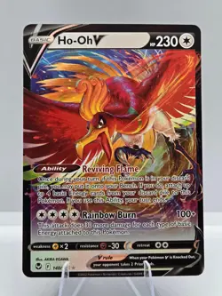 Ho-Oh V 140/195 Holo V Rare Silver Tempest Pokemon NM - Image 1