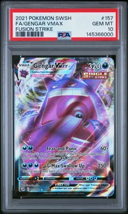 2021 POKEMON SWORD & SHIELD FUSION STRIKE #157 FULL ART/GENGAR VMAX PSA 10 - Image 1