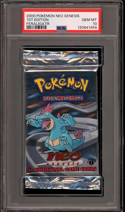 Pokemon 2000 WOTC 1st Edition Neo Genesis Feraligatr Sealed Booster Pack PSA 10 - Image 1