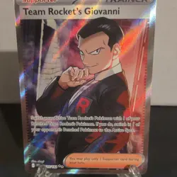 Pokemon Team Rocket's Giovanni Full Art Holo Ultra Rare Trainer 225/182 - Image 1