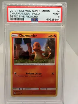 Pokemon Charmander 4/18 2019 Sun Moon Detective Pikachu Holo Common PSA 9 - Image 1