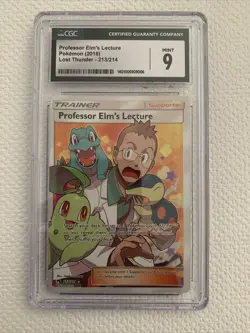 Pokemon TCG! Professor Elms Lecture 213/214 Full Art Lost Thunder NM Cgc 9 - Image 1