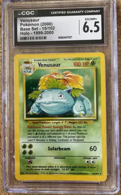 Pokemon Venusaur Base Set 15/102 Holo Rare CGC 6.5 Wizards 1999 - Image 1