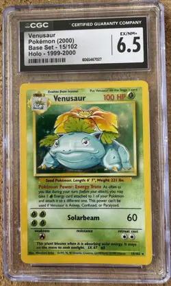 Pokemon Venusaur Base Set 15/102 Holo Rare CGC 6.5 Wizards 1999 - Image 2