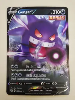 Pokemon English Gengar V 156/264 Swsh08: Fusion Strike Holo NM - Image 1