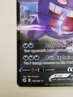 Pokemon English Gengar V 156/264 Swsh08: Fusion Strike Holo NM - Image 3