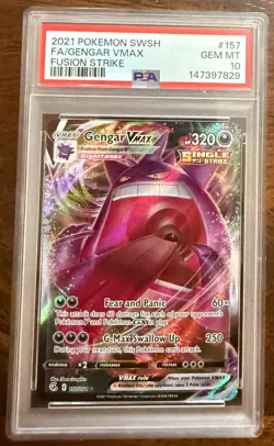2021 POKEMON SWSH FA GENGAR VMAX #157 FUSION STRIKE 157/264 PSA 10 - Image 1