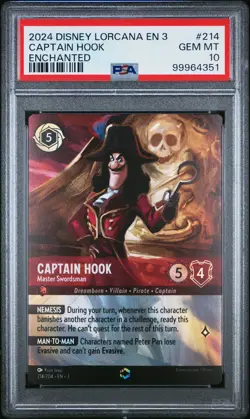 DISNEY LORCANA EN 3-INTO THE INKLANDS CAPTAIN HOOK - MASTER SWORDSMAN PSA 10 - Image 1