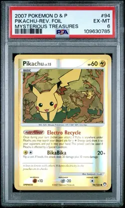 PIKACHU 94/123 PSA 6 MYSTERIOUS TREASURES REVERSE HOLO POKEMON CARD ENGLISH - Image 1