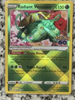 Pokemon TCG Radiant Venusaur 004/078 Pokemon GO Shiny Holo Rare Near Mint - Image 1