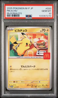 2025 POKEMON JAPANESE M-P PROMO MCDONALD'S #020 PIKACHU PSA 10 - Image 1