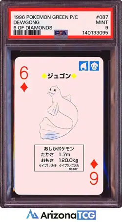 Pokemon 1996 Dewgong 087 6 Of Diamonds Green Playing Cards Japanese PSA 9 - Image 1