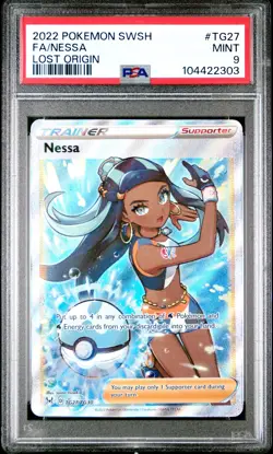 2022 POKEMON SWORD & SHIELD LOST ORIGIN #TG27 FULL ART/NESSA PSA 9 - Image 1