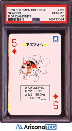 Pokemon 1996 Seaking 119 5 Of Diamonds Green Playing Card Japanese PSA 10 - Image 1