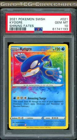 PSA 10 ⭐ Pokemon Kyogre 021 Amazing Rare Shining Fates Full Art Graded Card - Image 1