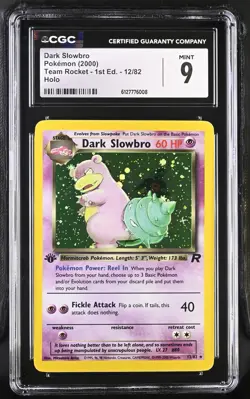 CGC 9 MINT Dark Slowbro Team Rocket 1st Edition 12/82 Holo Pokemon Card - Image 1