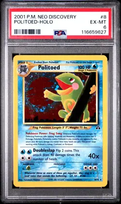 [PSA 6] Politoed 8/75 Neo Discovery Holo Rare Unlimited POKEMON - Image 1