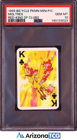 Pokemon 1999 Moltres King Of Clubs Bicycle Pokemon Mini Playing Card PSA 10 - Image 1