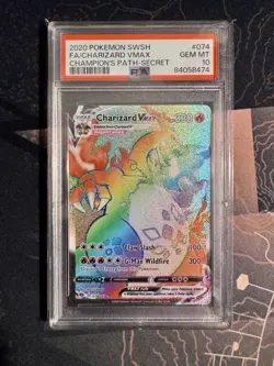 2020 POKEMON SWORD & SHIELD CHAMP'S PATH SECRET FULL ART CHARIZARD VMAX PSA 10 - Image 1