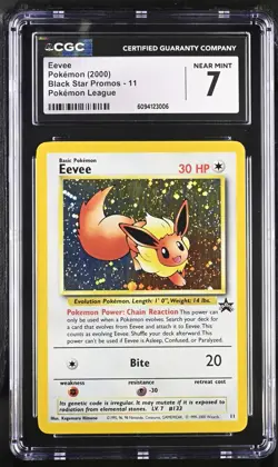 Pokemon TCG Eevee #11 Black Star Holo Promo Card 1999 WOTC CGC 7 - Image 1