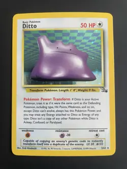 Pokemon TCG Ditto Fossil 3/62 Unlimited Holo Rare Lightly Played - Image 1