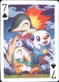 Japan PALCITY Pokemon Playing Card Poker #7 of Clubs Cyndaquil Rowlet Oshawott - Image 1