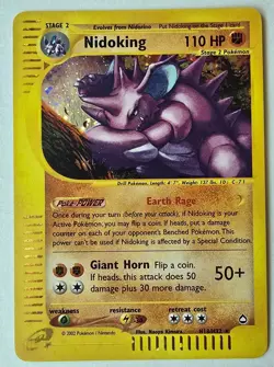 Pokemon Nidoking H18/H32 Holo Rare Aquapolis 110 HP NM 2002 - Image 1