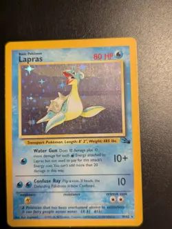 Pokemon TCG Lapras Fossil Holo Unlimited Rare Card 10/62 - Image 1