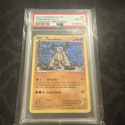 PSA 8 Terrakion 84/113 HOLO RARE Legendary Treasures Pokemon Card - Image 1