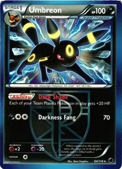 Pokemon TCG Umbreon Plasma Freeze Team Plasma Rare Card 64/116 VLP - Image 1